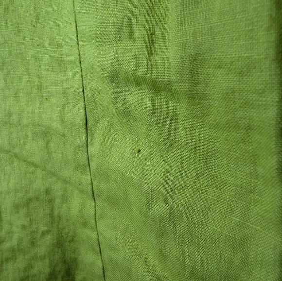 Vintage Tracy M. 100% Linen Lime Green Short Sleeve Collared Button Down Top 2XL - Picture 6 of 8